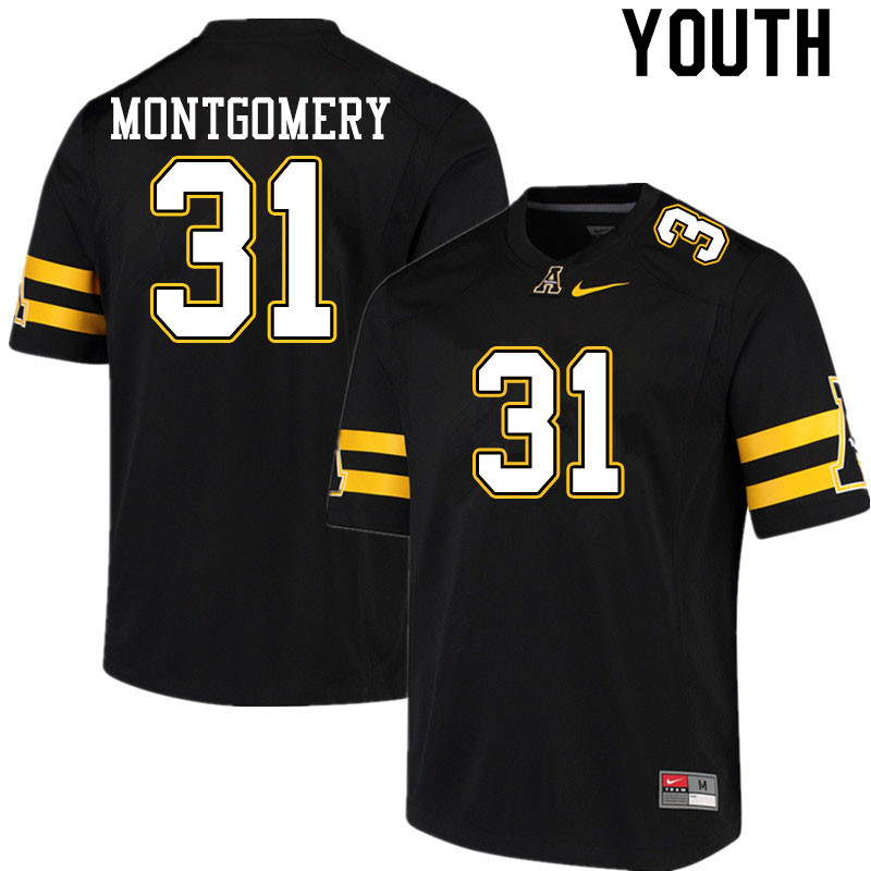 Youth #31 Gabe Montgomery Appalachian State Mountaineers College Football Jerseys Sale-Black - Click Image to Close